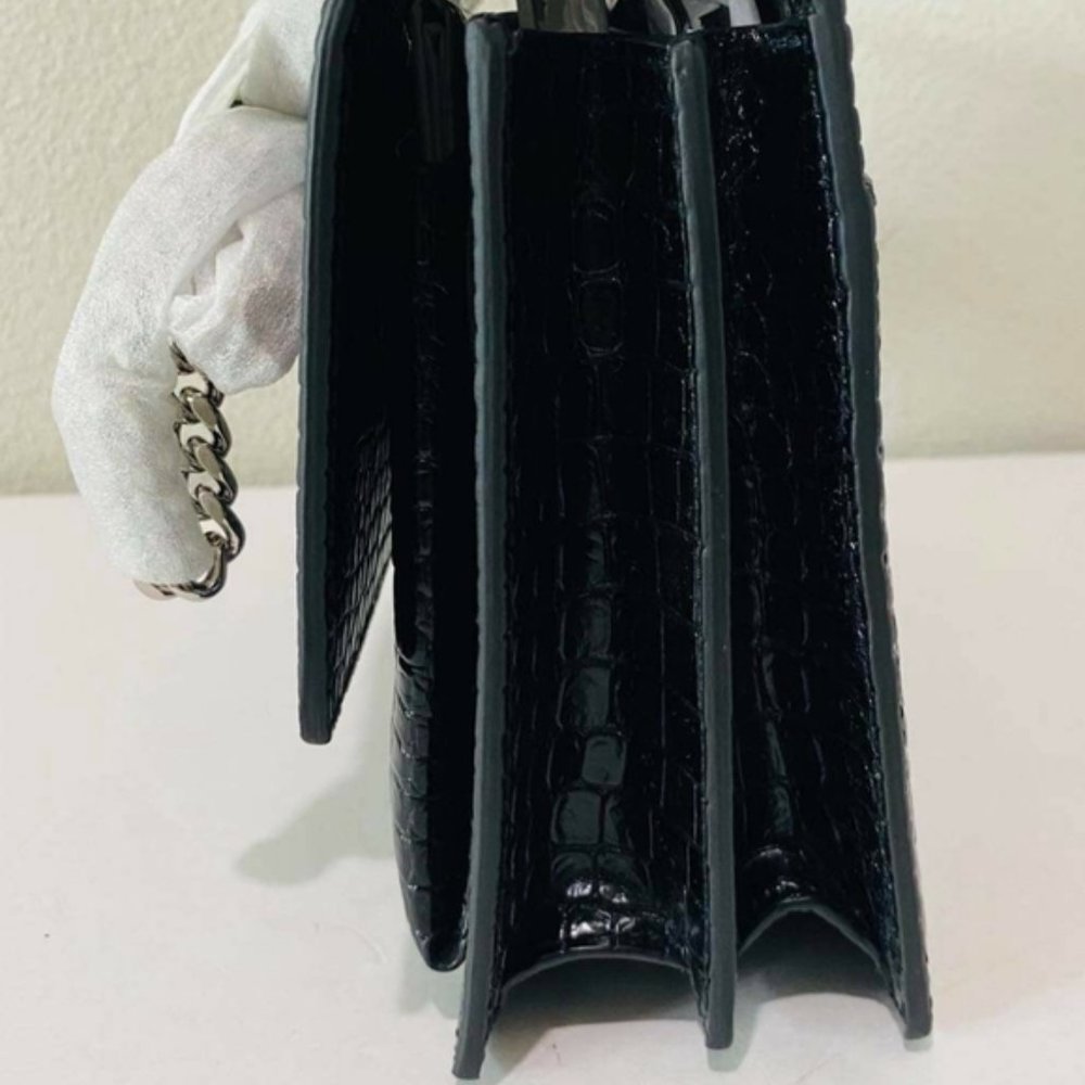 YSL SUNSET Medium Croc black Crossbody Brand New - Picture 7 of 15